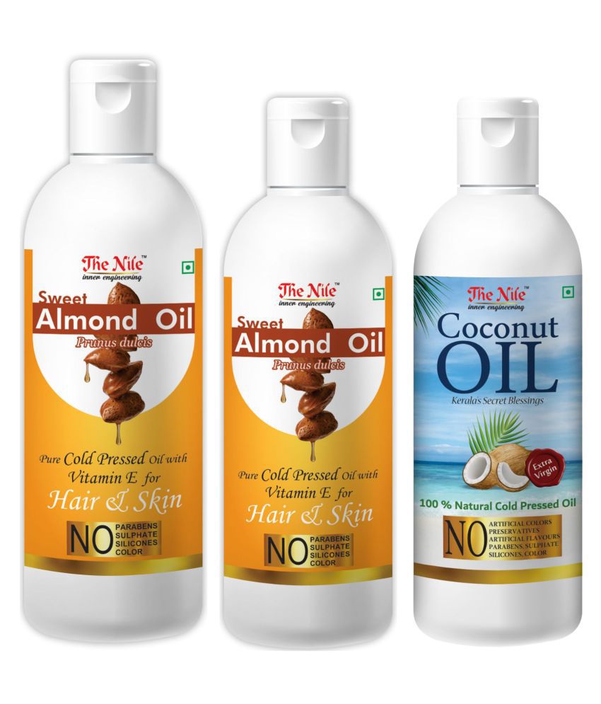     			The Nile Almond Oil 150 Ml + 100 ML (250 ML) + Coconut Oil 100 ML 350 mL Pack of 3
