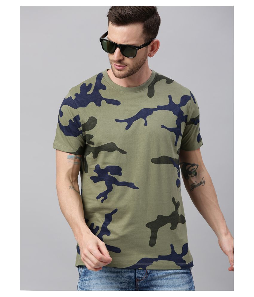     			Urbano Fashion Cotton Green Printed T-Shirt