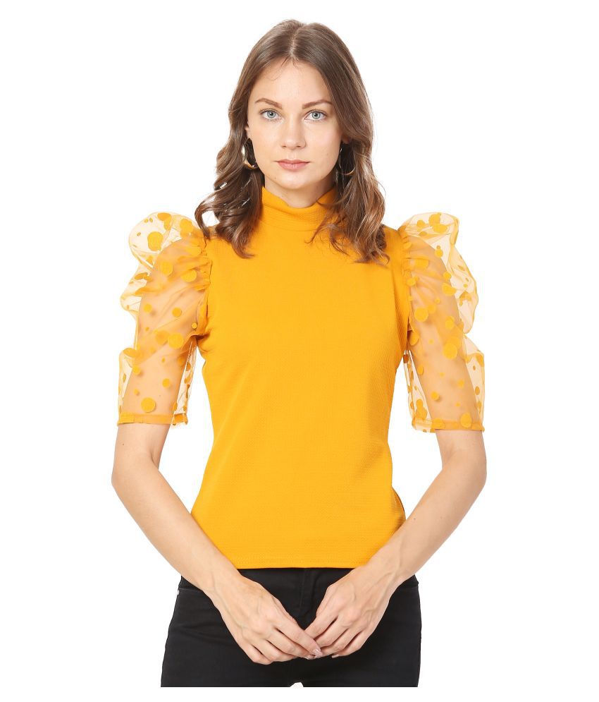 Indy Made Cotton Lycra Regular Tops - Yellow - Buy Indy Made Cotton ...