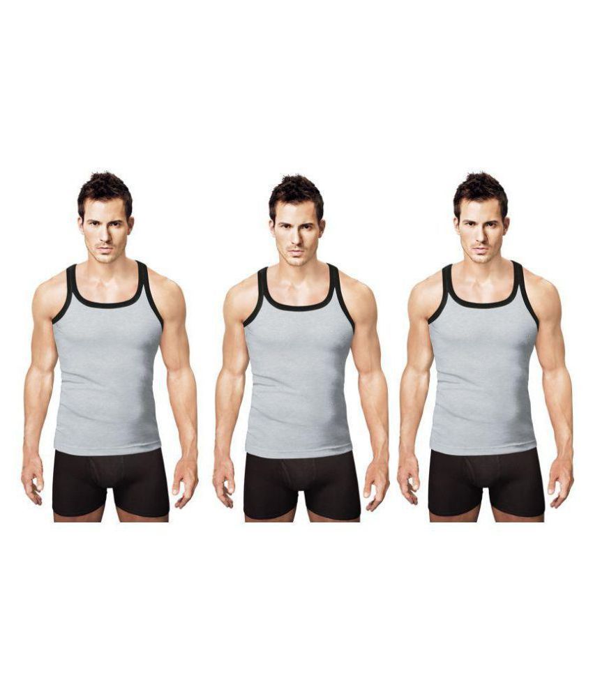     			Rupa Grey Sleeveless Vests Pack of 3