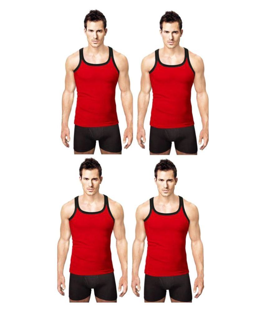     			Rupa Red Sleeveless Vests Pack of 4