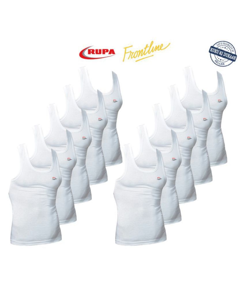     			Rupa White Sleeveless Vests Pack of 10