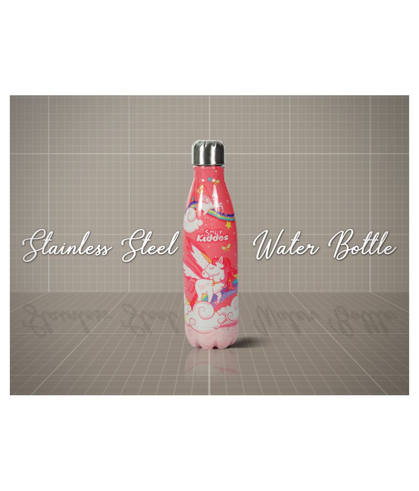 Smily  kiddos Pink 500 mL Stainless Steel Water Bottle set of 1