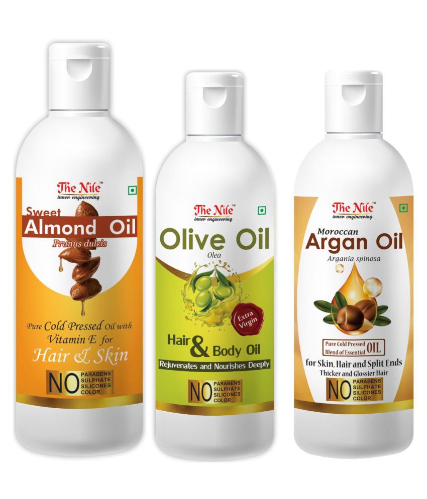     			The Nile Almond Oil 150 ML + Argan Oil 100 ML + Olive Oil 100 ML 350 mL Pack of 3