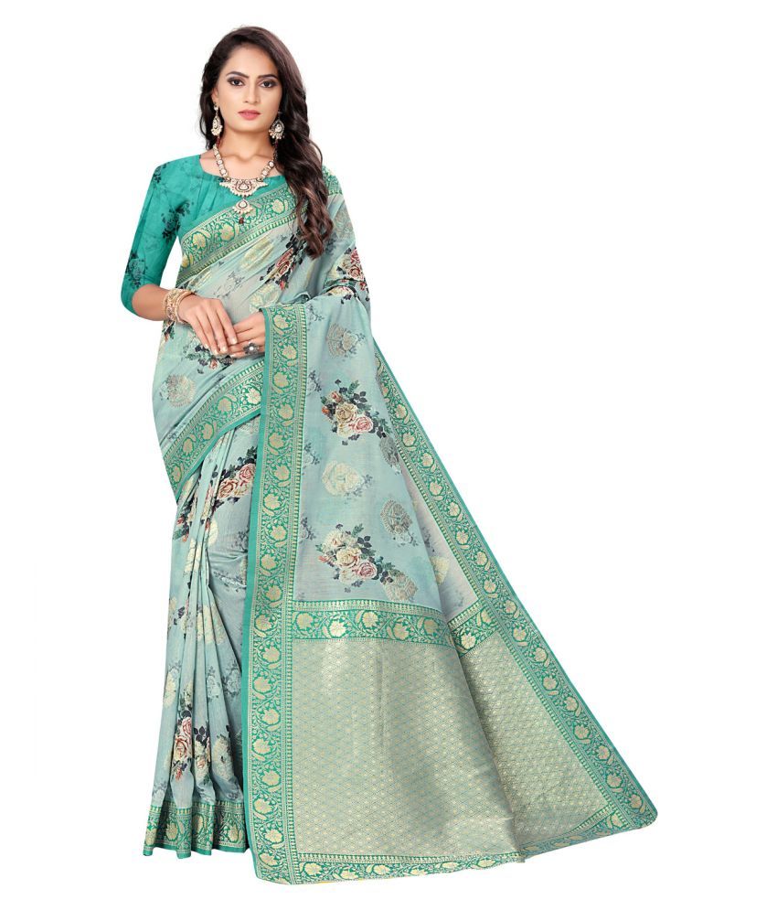 Tillottama Sarees Green Jacquard Saree - Buy Tillottama Sarees Green ...