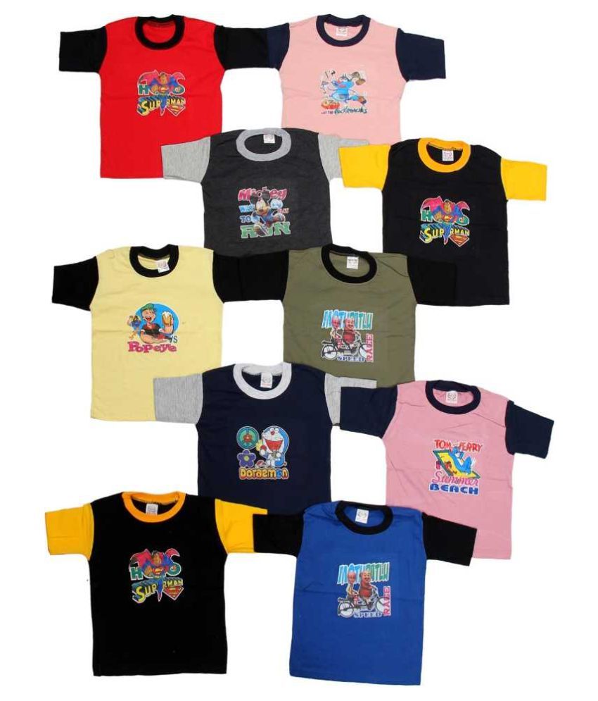     			ROMING MOON INTERNATIONAL Pack of 10 Boys Cotton T-Shirt ( Multi Color )