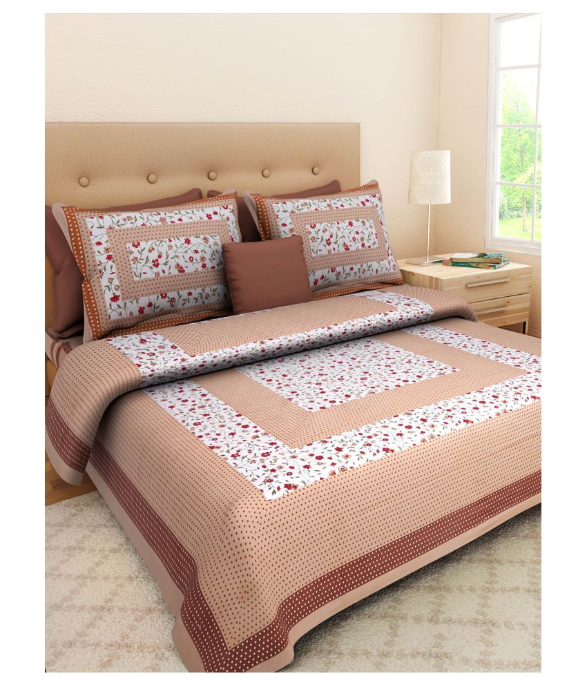 KRISMARTELITE Cotton Double Bedsheet with 2 Pillow Covers ( 240 cm x