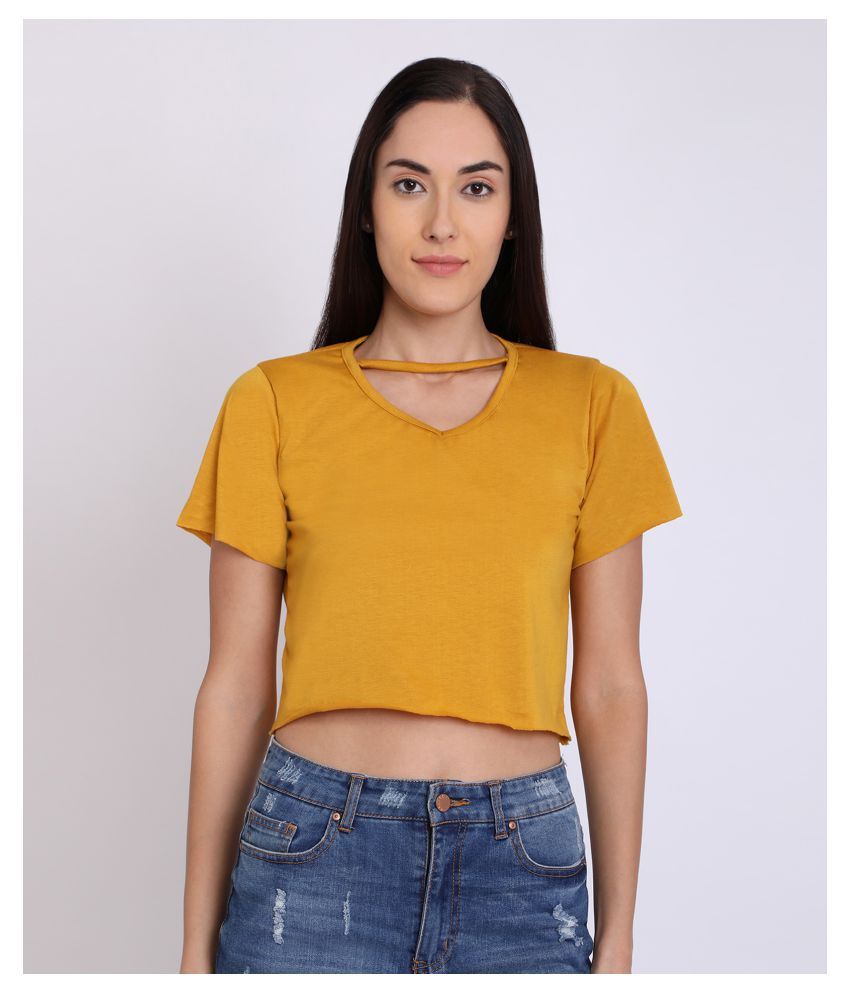     			Chimpaaanzee Poly Viscose Crop Tops - Yellow