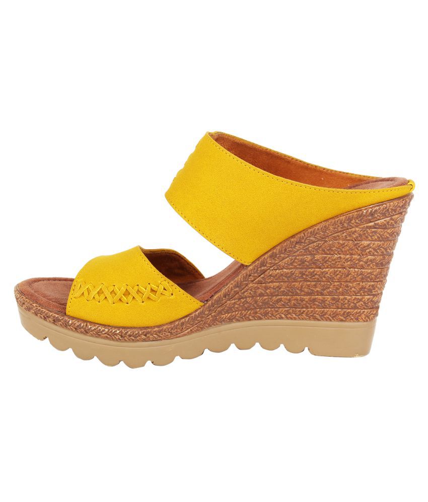 Catwalk Yellow Wedges Heels Price in India- Buy Catwalk Yellow Wedges ...