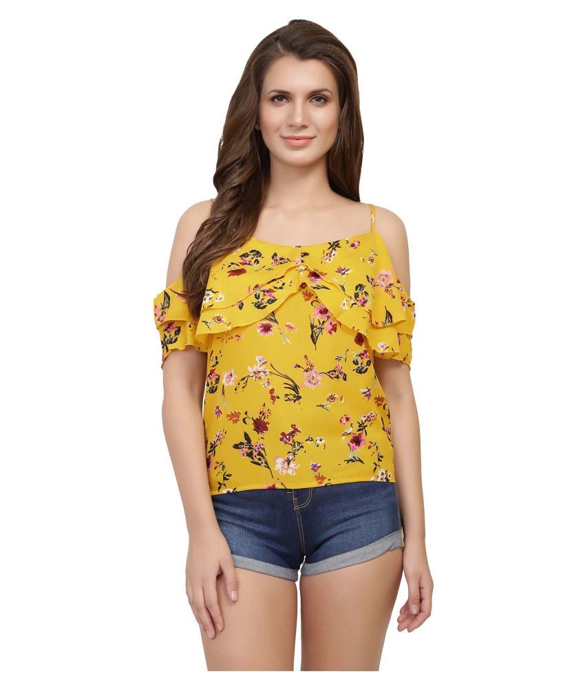     			Chimpaaanzee - Yellow Crepe Women's Regular Top ( Pack of 1 )