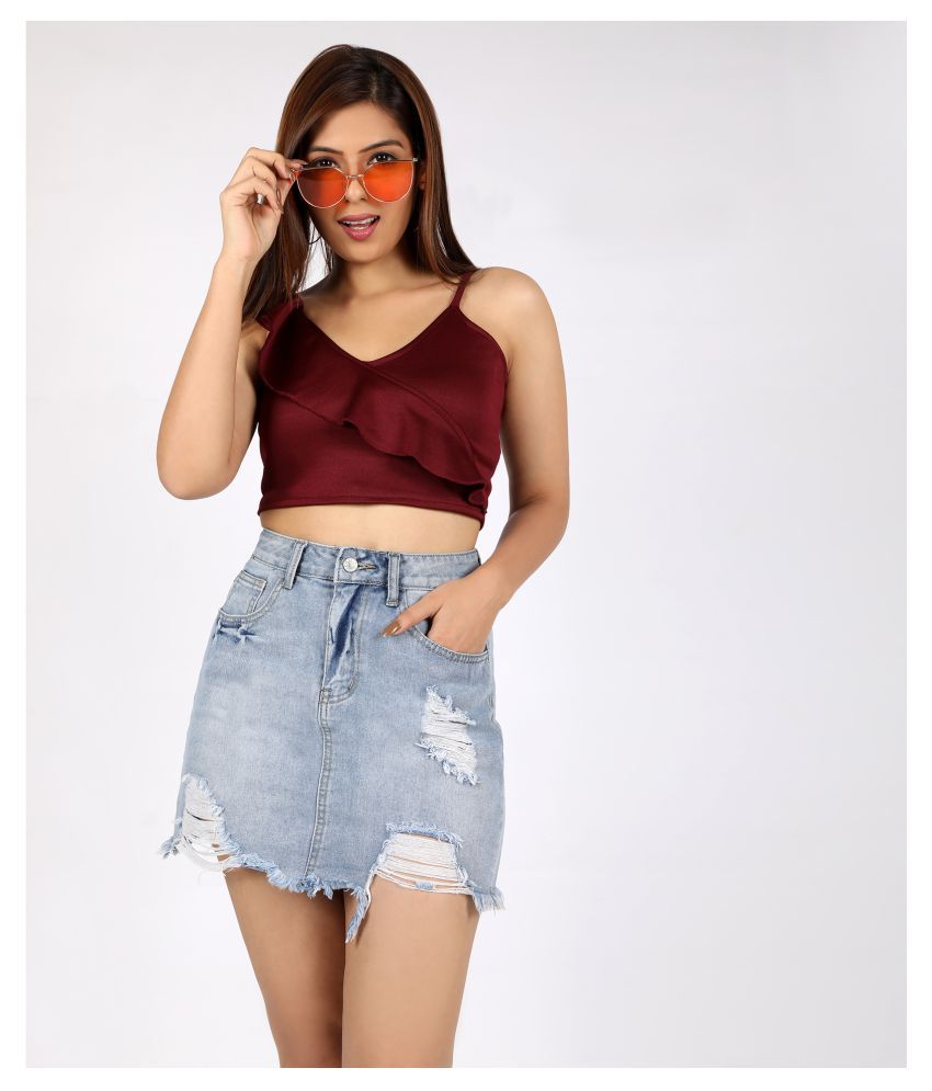     			Chimpaaanzee - Maroon Polyester Women's Crop Top ( Pack of 1 )