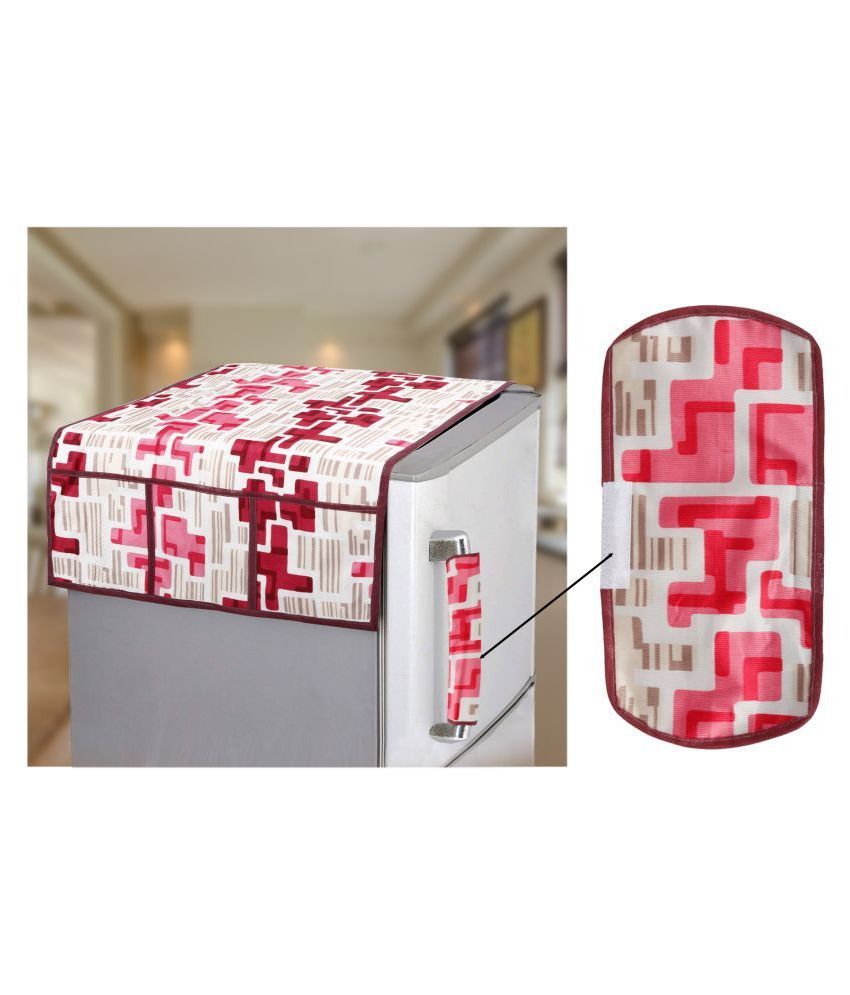     			E-Retailer Set of 2 Polyester Red Fridge Top Cover