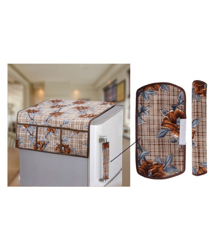     			E-Retailer Set of 3 Polyester Brown Fridge Top Cover