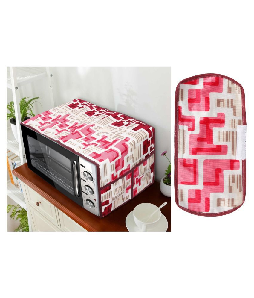    			E-Retailer Set of 2 Polyester Red Microwave Oven Cover -