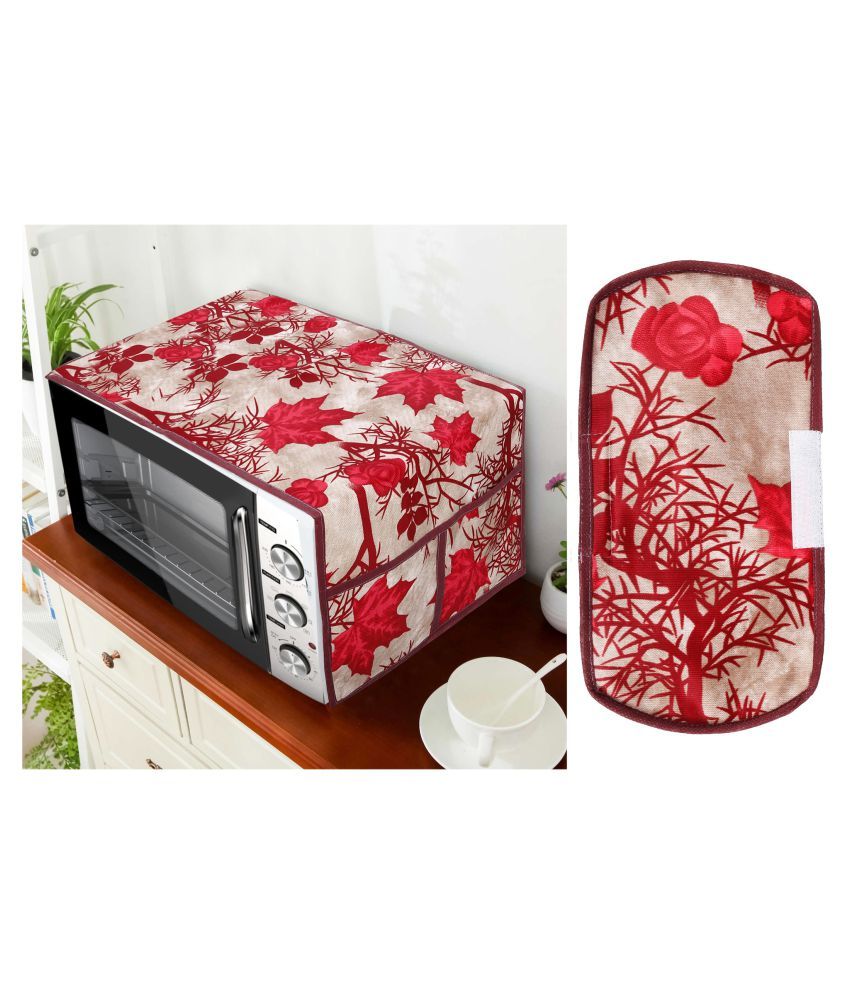     			E-Retailer Set of 2 Polyester Red Microwave Oven Cover -