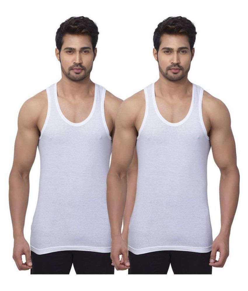 Dixcy White Sleeveless Vests Pack of 2