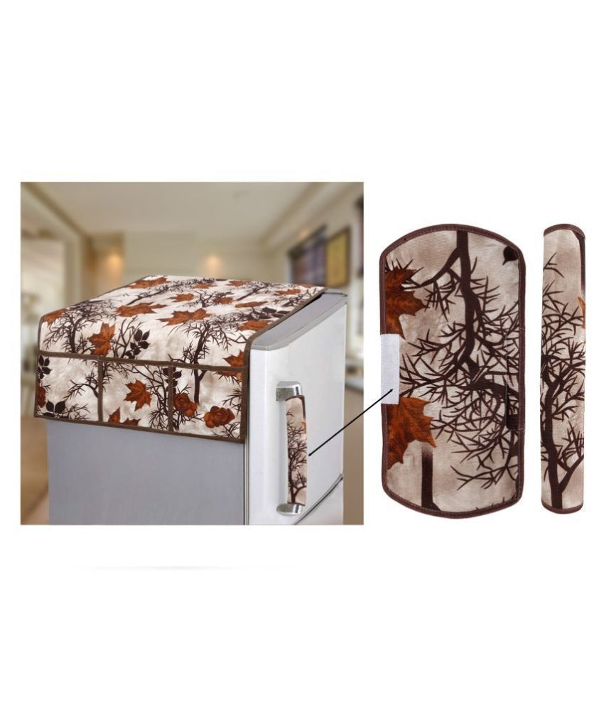     			E-Retailer Set of 3 Polyester Brown Fridge Top Cover