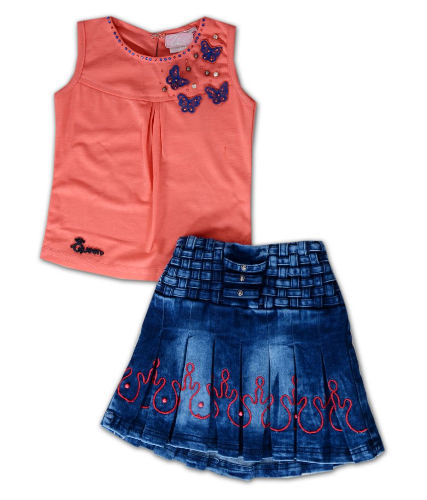 pink denim skirt set