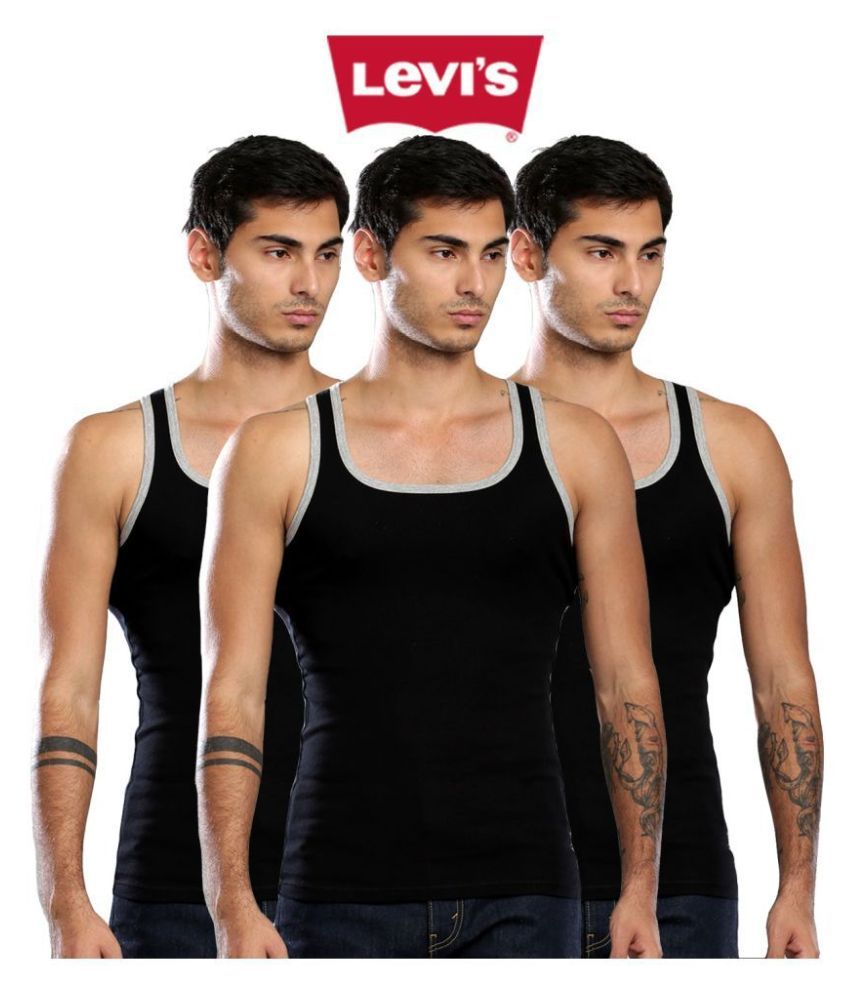 Levis Black Sleeveless Vests Pack of 3 