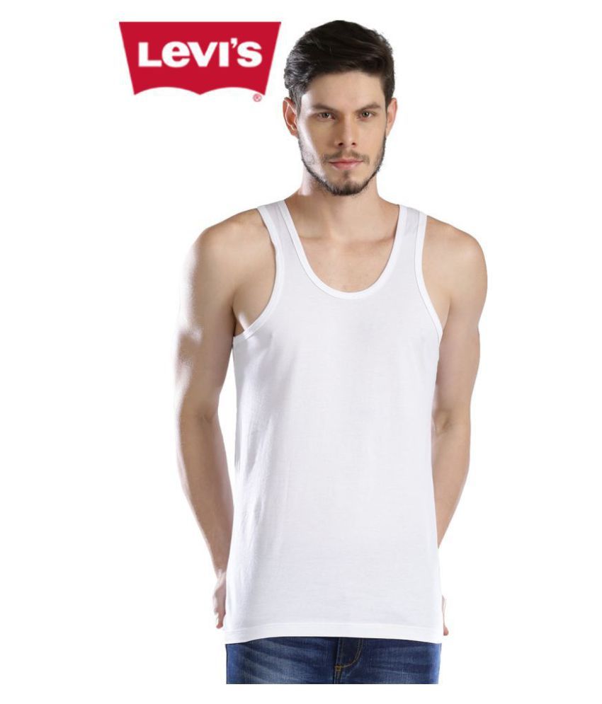 Levis White Sleeveless Vests Single 