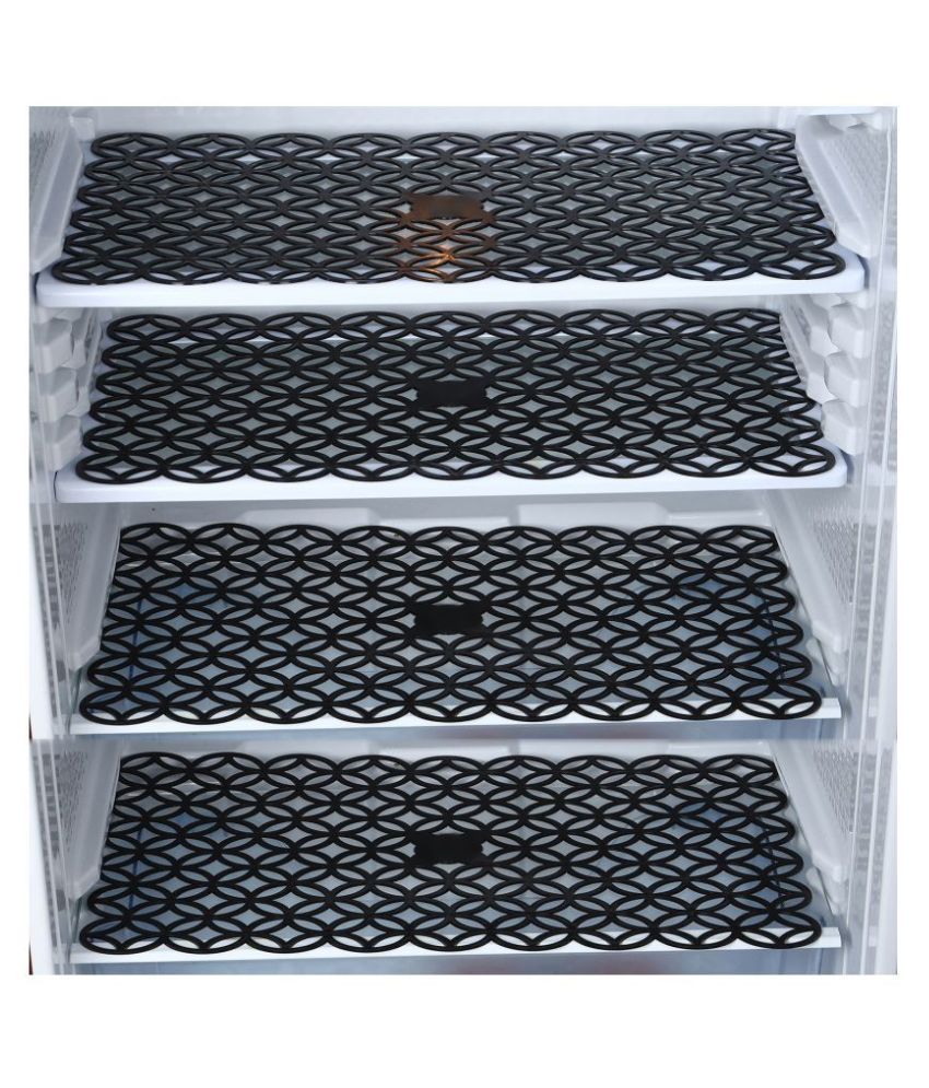     			E-Retailer Set of 4 PVC Black Fridge Mats