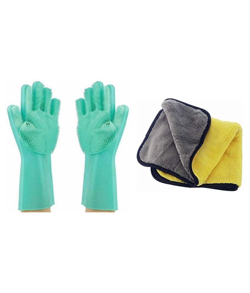 Microfiber Cloth And Rubber Gloves Cleaning For Home,Office,Table,Kitchen For Clean Everything