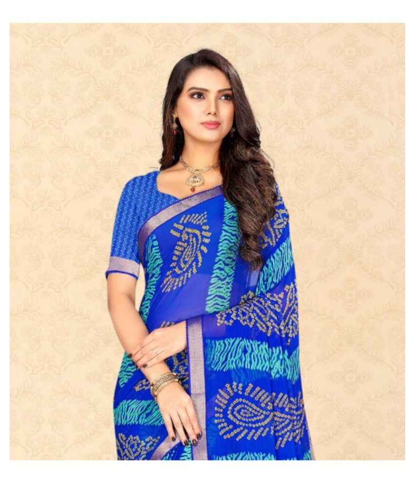 dark blue chiffon saree
