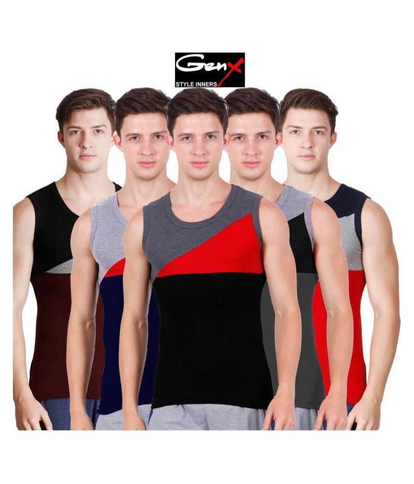     			Genx Multi Sleeveless Vests Pack of 5