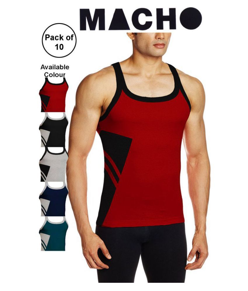     			Macho Sporto Multi Sleeveless Vests Pack of 10