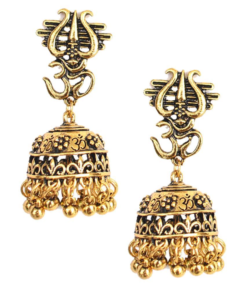 Steorra jewels Ethnic Mahadev Golden Jhumki earrings for Women and ...