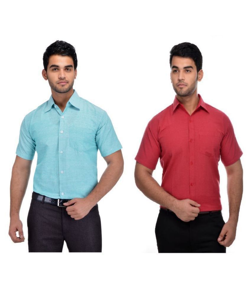     			DESHBANDHU DBK Cotton Regular Fit Half Sleeves Men's Formal Shirt - Multi ( Pack of 2 )