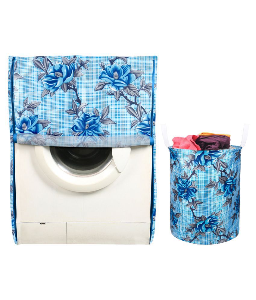     			E-Retailer Set of 2 Polyester Blue Washing Machine Cover for Universal 8 kg Front Load