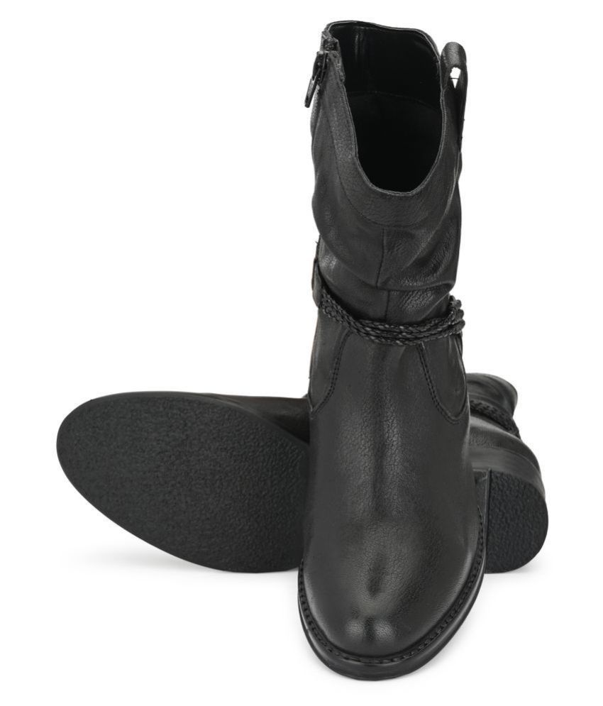 Delize Black Mid Calf Chelsea Boots Price in India Buy Delize Black