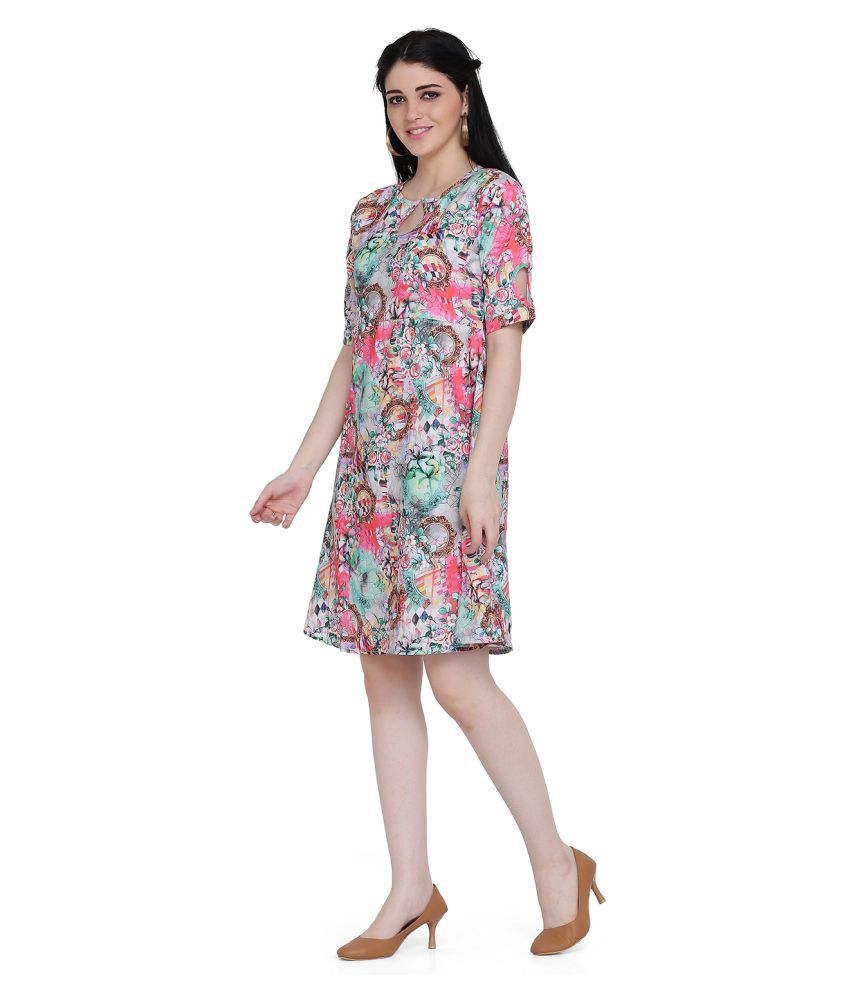 manisha Fashion Poly Satin Multi Color Regular Dress - Buy manisha ...