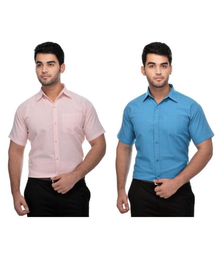     			DESHBANDHU DBK Cotton Regular Fit Half Sleeves Men's Formal Shirt - Multi ( Pack of 2 )