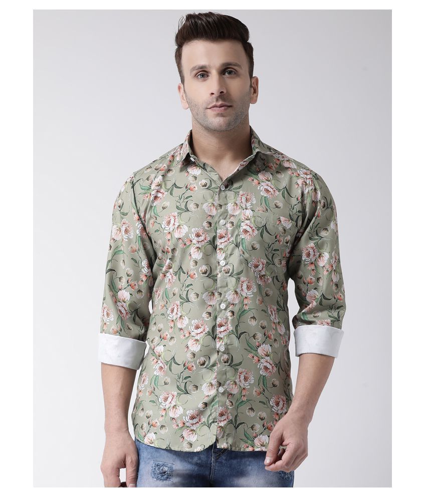     			Hangup Cotton Blend Green Shirt