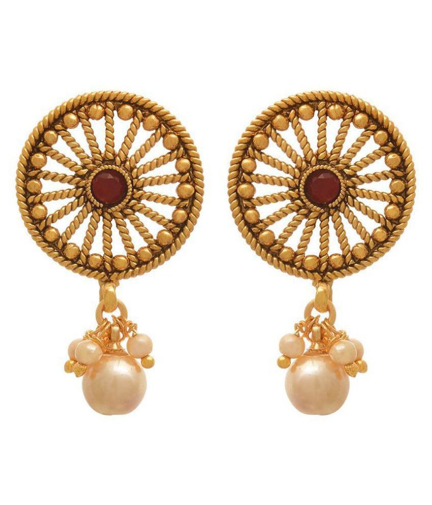     			JFL - Traditional Ethnic One Gram Gold Plated Champagne/Kundan & Pearl Designer Earring For Women & Girls