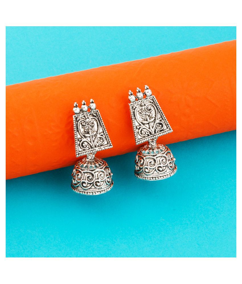     			Silver Shine  Oxidised Wedding  Traditional jhumki Earring For Women Girl