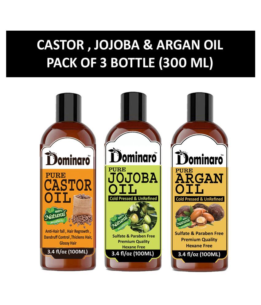 Dominaro 100% Pure Castor & Jojoba Oil Argan Oil 300 mL Pack of 3: Buy  Dominaro 100% Pure Castor & Jojoba Oil Argan Oil 300 mL Pack of 3 at Best  Prices in India - Snapdeal