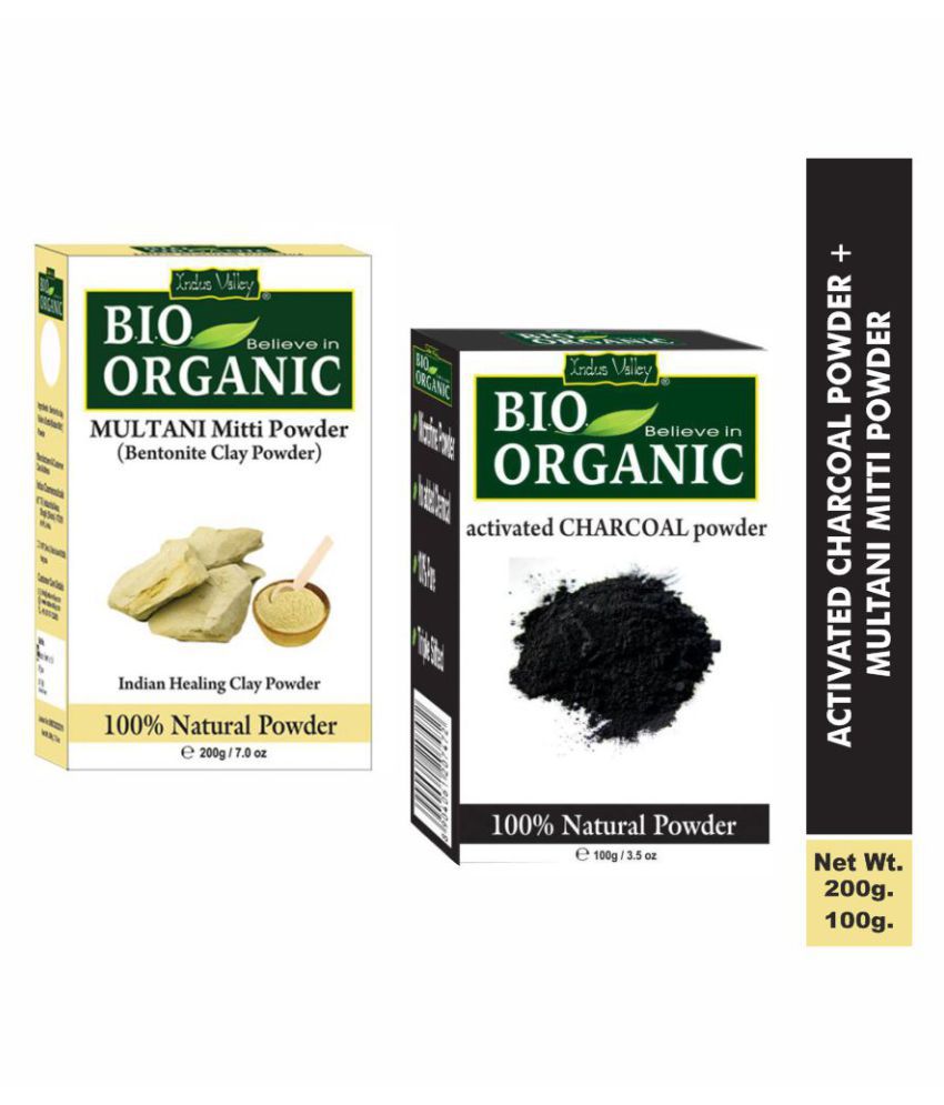     			Indus Valley Pure Organic Multani Mitti Powder and Activated Charcoal Powder Combo Pack (300 g)