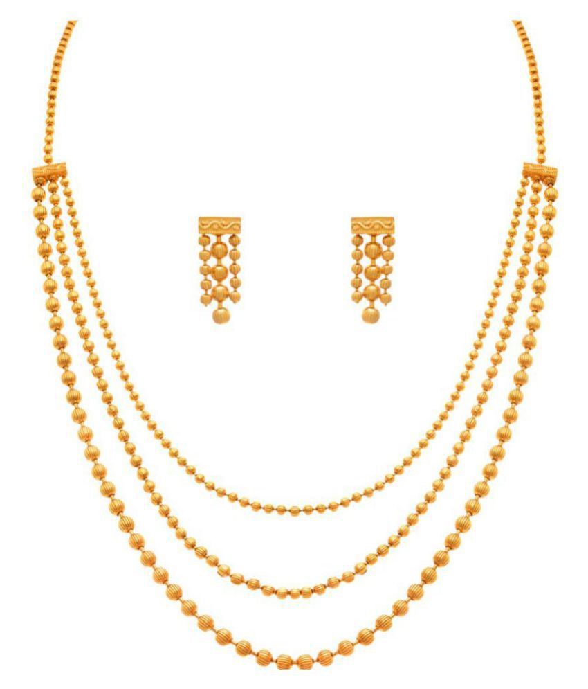     			JFL - Jewellery For Less Copper Golden Traditional Gold Plated Necklaces Set