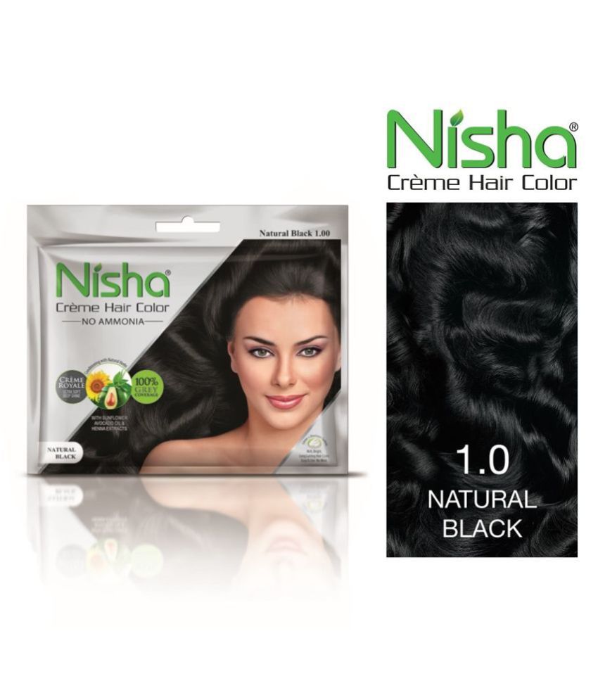 Nisha CREME HAIR COLOR Permanent Hair Color Black NATURAL BLACK 40 g ...