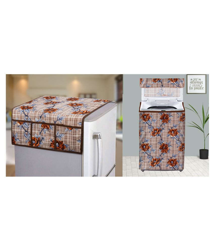     			E-Retailer Set of 2 Polyester Brown Washing Machine Cover for Universal Top Load