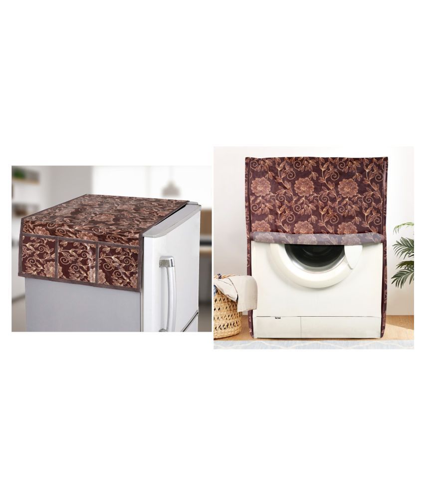     			E-Retailer Set of 2 PVC Brown Washing Machine Cover for Universal Front Load