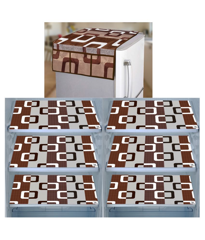     			E-Retailer Set of 7 Polyester Brown Fridge Top Cover