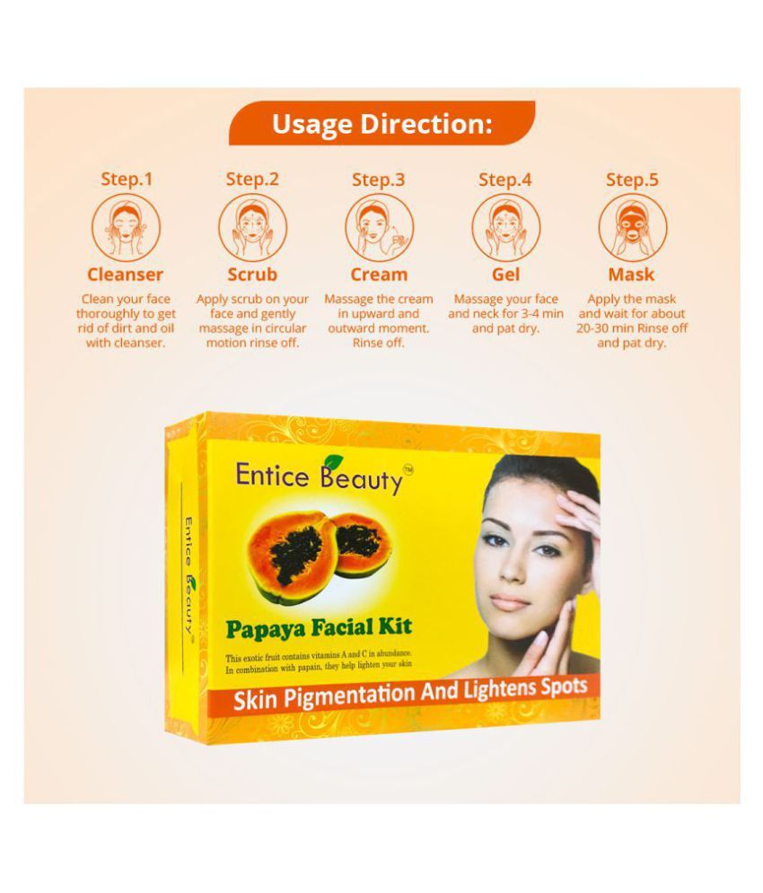 Entice Beauty Papaya Facial Kit ( Extra Glow) Facial Kit 500 g Buy