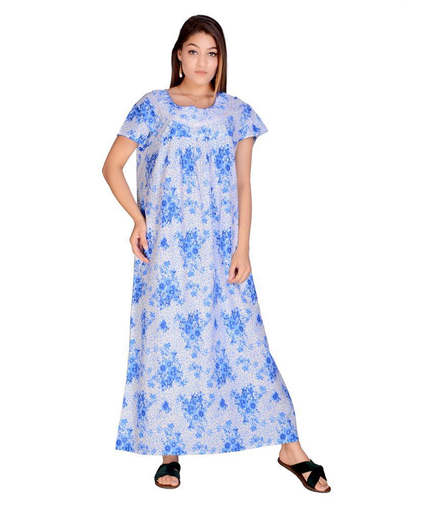 Buy Raj Cotton Nighty & Night Gowns - Blue Online at Best Prices in ...