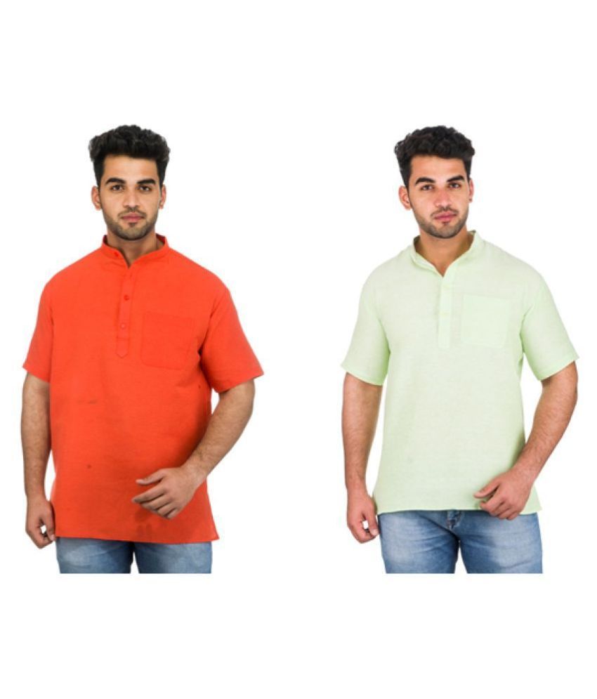     			DESHBANDHU DBK Multi 100 Percent Cotton Kurta Pack of 2