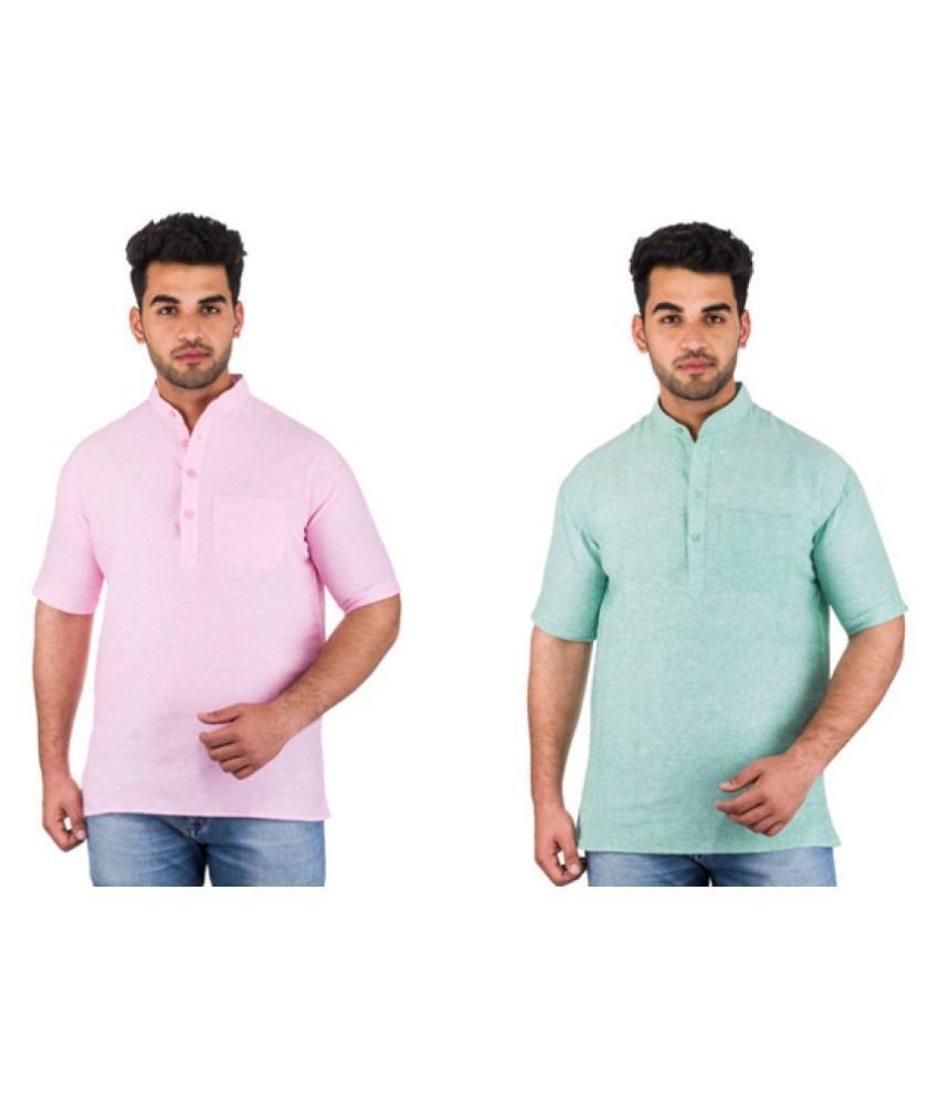     			DESHBANDHU DBK Multi 100 Percent Cotton Kurta Pack of 2