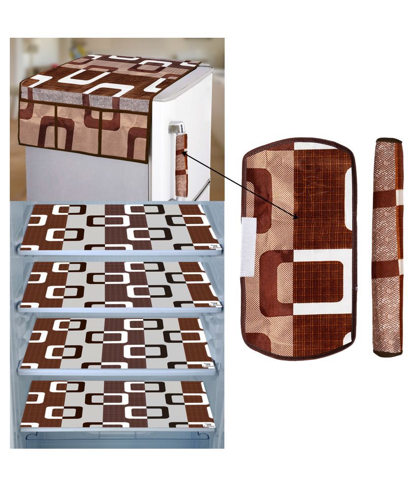     			E-Retailer Set of 7 PVC Brown Fridge Top Cover